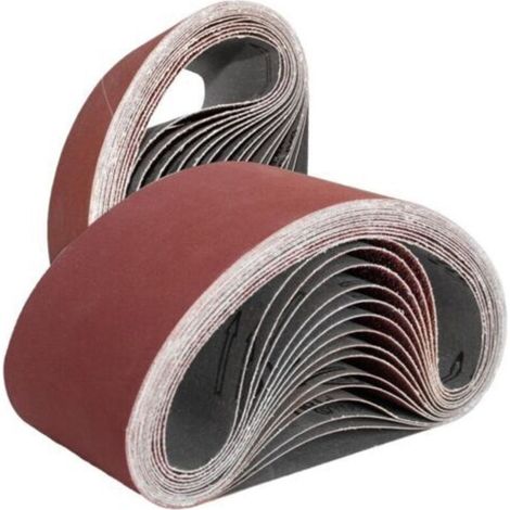 10 pièces Bandes abrasives, grain 80, pour ponceuses à bande 75 x 533 mm, usage bois métal pierre (1/4)