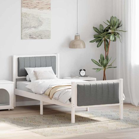 Cadre de lit-Structure de lit Blanc et gris clair 75 x 190 cm Bois massif en pin 432458 (1/5)