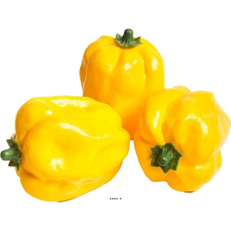 Poivron Jaune artificiel en lot de 3 en Plastique soufflé H 110x85 mm (1/3)