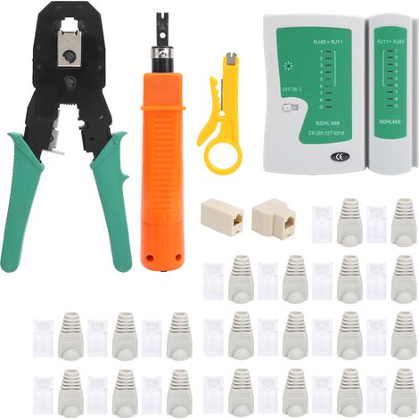 Kit d'outils de câblage réseau YGP308 : testeur de câbles, pince à sertir, mini-pince à dénuder