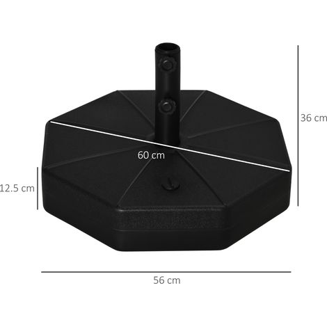 Pied de parasol pour parasols de 38 mm/48 mm, lestable à l'eau ou au sable, base stable Ø60 x 36H cm (1/5)