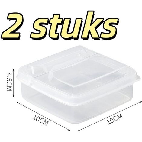 Boîte de rangement de fromage 2 pièces - Réfrigérateur - Étanche pour les fruits - Polyvalent - Boîte de rangement pour aliments - Convient pour conserver le beurre, le jambon, etc. - 10104,5 cm - Tra (1/5)