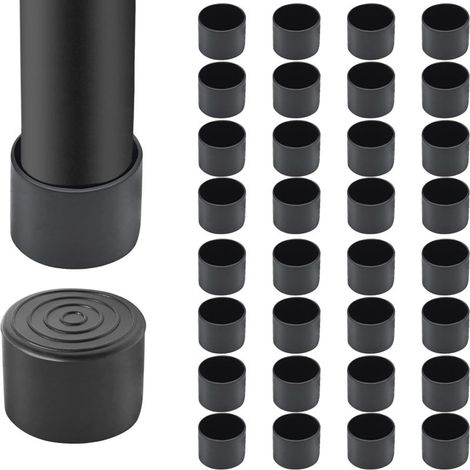 ChairGuard - Tapas de PVC de 32 x 3,2 cm (1 1/4 pulg.), protectores redondos antideslizantes para patas de sillas y mesas plegables, color negro, para suelos de madera. (1/5)