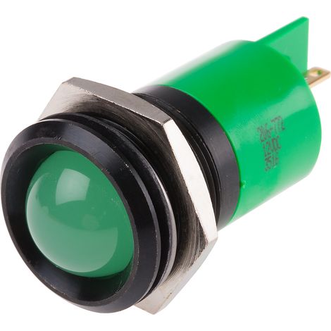 Voyant LED lumineux Vert RS PRO, dia. 22mm, 12V c.c. ( Prix pour 1 )