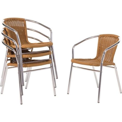 Fauteuil en Rotin et Aluminium Empilable - Lot de 4 - Bolero