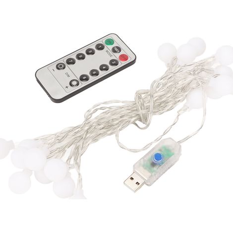 Guirlande Lumineuse LED USB 8 Modes Étanche pour Intérieur/Extérieur Blanc Chaud 3M 20 LEDs (1/5)