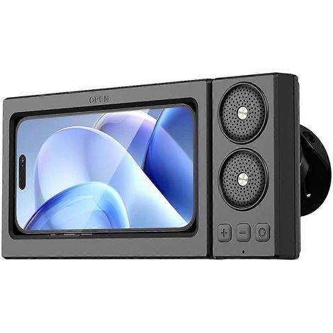 Haut-parleur portable avec mode effet sonore haute résolution, support de téléphone pour la maison et la douche, écran tactile étanche, noir (1/5)