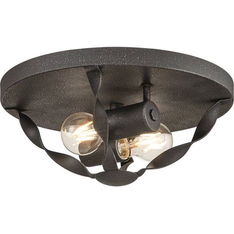 Plafoniera rotonda 33 cm 2xE27 grigio Bradbury Quoizel (1/5)
