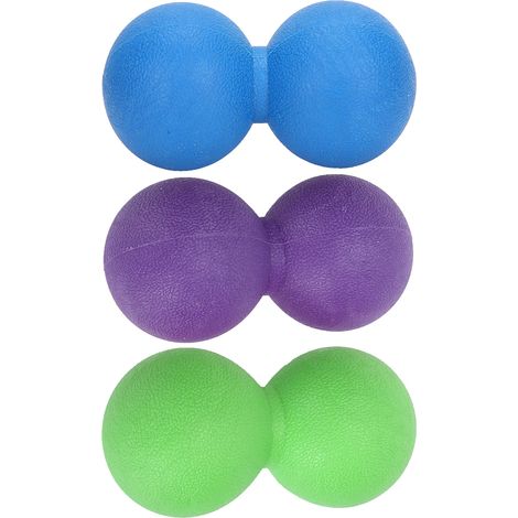 Balle de massage en silicone en forme de cacahuète pour le yoga, exercices de relaxation musculaire et fasciale, équipement de fitness violet + vert + bleu (1/5)