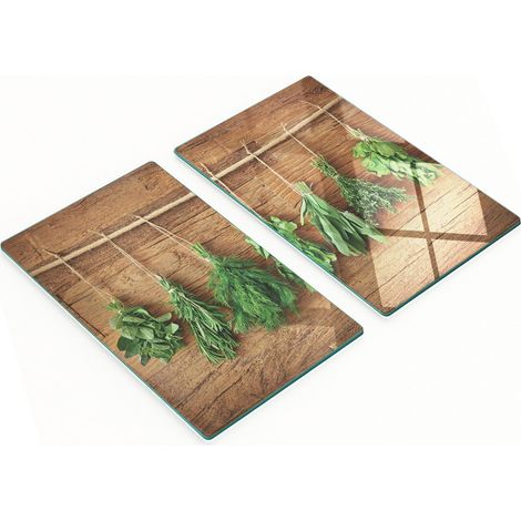 Tablas decorativas de vidrio para cortar y servir hierbas y madera, 2 x 30 x 52 cm (1/5)