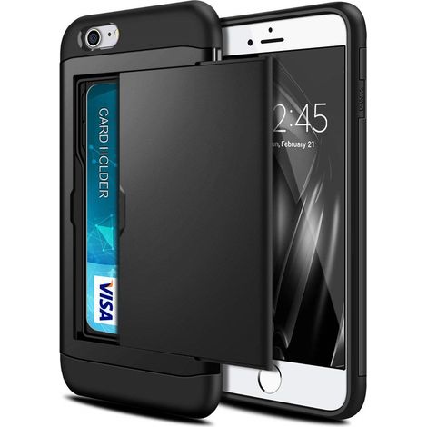 Custodia per iPhone 7/8/SE 2020/SE 2022, con porta carte scorrevole, nera (1/5)