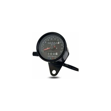 Compteur de vitesse mécanique pour moto Cafe Racer rétro personnalisé avec indicateur LED odomètre 220 km/h, noir (1/5)