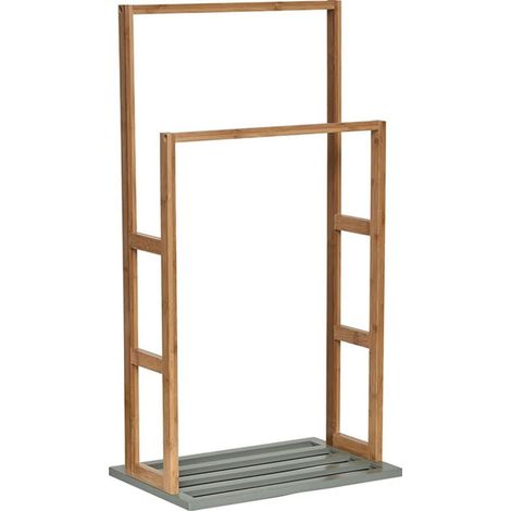 Porte serviette bambou 2 barres naturel et kaki (1/2)