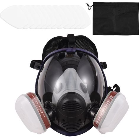 Le masque à gaz de protection sphérique tout compris est livré avec 2 boîtes à filtres n°3 + 12 cotons filtrants + 2 presse-étoupes (1/5)