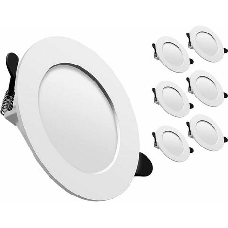 Spot encastré mural et plafond LED, extra plat 25 mm, blanc froid 6000 K, 5 W, 500 lm, ampoule à incandescence intégrée, diamètre d'ouverture 65-85 mm, pour salon, cuisine, couloir (1/5)