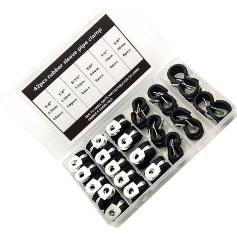 Kit de 42 Colliers de Serrage R en Acier Inoxydable et Caoutchouc Noir, Étanches et Anti-rouille, pour Pare-brise et Maintenance de Ligne (1/5)