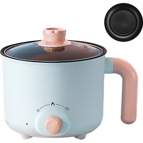 Cuiseur électrique à nouilles miniature antiadhésif avec chauffe rapide, protection contre les coupures de courant et résistance à la surchauffe (avec cuve vapeur en acier inoxydable). (1/4)