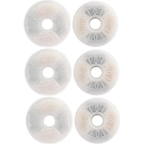 6X Filtre Fontaine Eau Chat Rond Résine Charbon Actif 4 Couches Filtration Mousse Chien Animal Universel, 136mm (1/5)