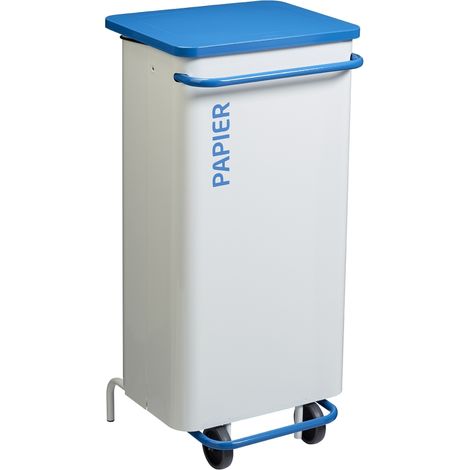 Poubelle de tri mobile Nomade - papier - 110l - blanc / bleu ciel - RAL 5015 (1/3)