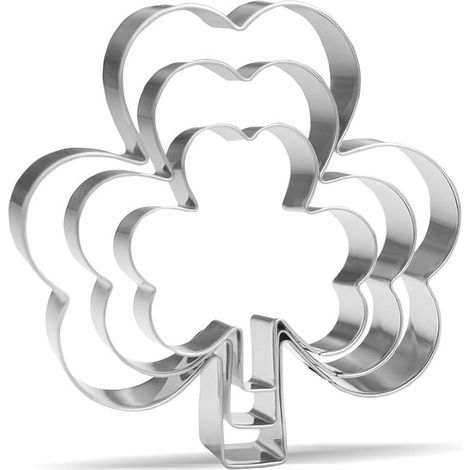 Lot de 3 emporte-pièces trèfle en acier inoxydable, kit de découpe pour pâtisserie et biscuits, lavable en machine et très durable, idéal pour la Saint-Patrick et les décorations de fête (1/5)