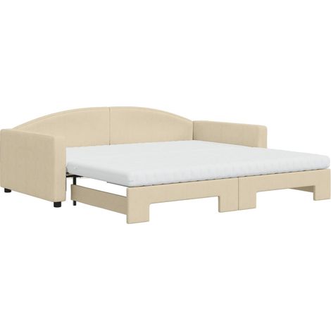 Maison Exclusive - Tagesbett Ausziehbar mit Matratzen Creme 100x2