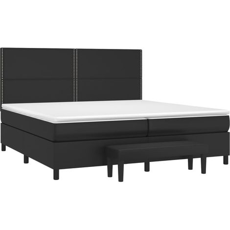 vidaXL Sommier à lattes de lit avec matelas Noir 200x200 cm Similicuir (1/5)