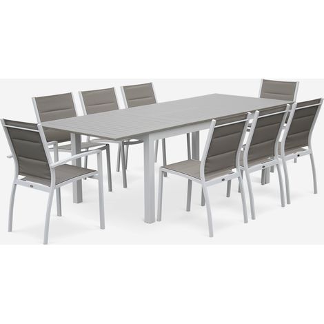 Mesa de jardín extensible de aluminio con 8 sillas