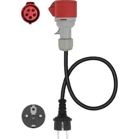 Caricabatterie portatile per veicoli elettrici, impermeabile, in materiale ad alta resistenza, rosso, CEE da 32A a 16A (1/2)