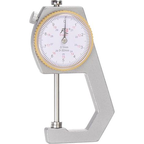 Dial Thickness Gauge 0-30mm 0.01mm Mechanical Thickness Tester Gauge Flat Head for Measuring Leather, Paper, Sheet Metal (1/5)