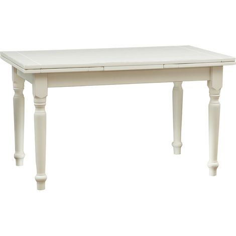 Ausziehtisch im Country-Stil aus massivem Lindenholz mit antikiertem weißem Finish L140xPR80xH80 cm. Made in Italy