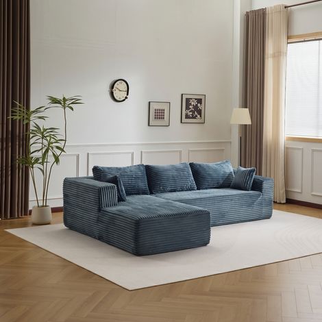 Ecksofa Modernes Samtcord Schlafsofa, Sofa klein L-Form Couch