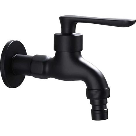 Grifo de baño, Conector de 4 cm, rosca macho de 20 mm, Grifo de lavabo, Ahorro de agua, Fácil instalación, Mango ergonómico, Negro (1/5)