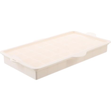 Moule à Glaçons en Silicone Alimentaire avec Couvercle Beige, Bac (1/5)