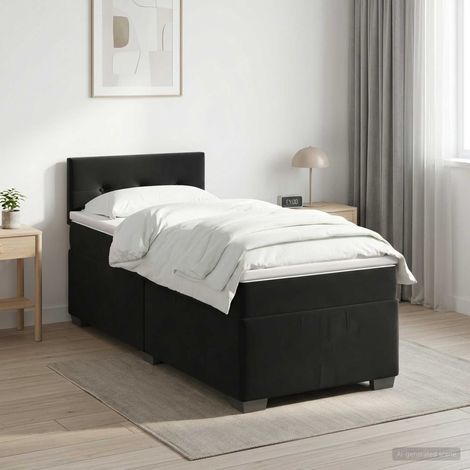Cama box spring con colchón Negro 80 x 200 cm Terciopelo (1/5)