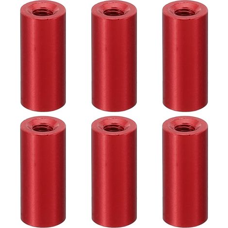 6Pcs Entretoise Filetée M3 en Aluminium 3x6x15mm Rouge (1/5)