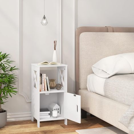 WOLTU 1x Nachttisch, Nachtschrank Beistelltisch Sofatisch mit Ablage, Schlafzimmer, Wohnzimmer, 30x60x30 cm (1/5)