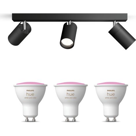 Philips Hue Idris Spot en saillie salle de bain à 3 points lumineux GU10 (Noir) Lumière blanche et colorée - White and Color Ambiance (1/5)