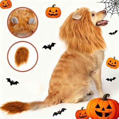 Halloween: Löwenkostüm mit Mähne und Ohren für Hund M (32 cm) (1/5)