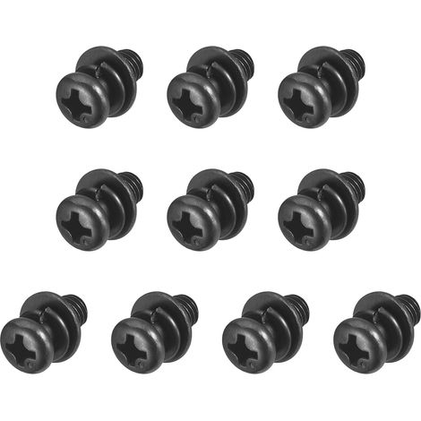 CCYKXALot de 10 vis à métaux M5 x 10 mm en acier carbone à tête cylindrique Phillips avec rondelle à ressort et rondelles unies (1/5)