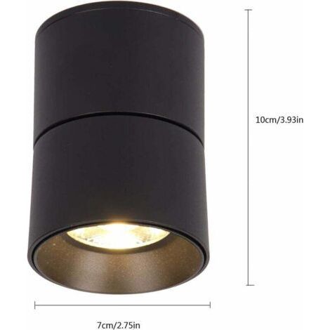 Forehill – 7W LED-Aufbaustrahler, verstellbar – 360° verstellbarer Abstrahlwinkel – Warmweiß 3000K – Schwarzes Aluminium – Beleuchtung für Schaufenster und Büros