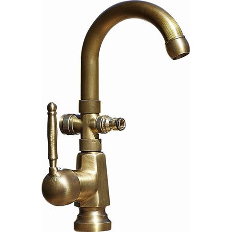 Robinet antique de lavabo entièrement en cuivre robinet multifonctionnel un sur deux avec séparateur d'eau antigel chaud et froid à double usage (1/5)
