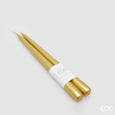 Edg Enzo De Gasperi Set 2 Candele a Stelo H25 Ø2,2 cm Oro – Candele Decorative Natale (1/2)