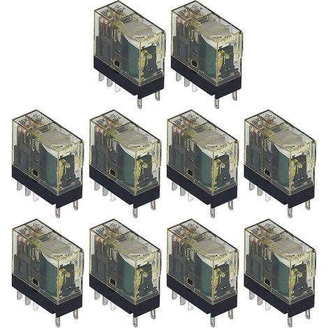 10 Stück Miniatur-Leistungsrelais, dünne elektronische Bauteile, 2 Schließer (NO), 2 Öffner (NC), klein, 8-polig, DC 24 V, 8 A, BEM2SCL (1/4)
