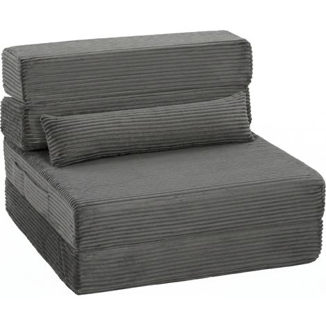 Faltbare Boden-Schlafsessel aus Cord mit Rückenlehne 70x200 cm dunkelgrau (1/4)
