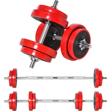 Set d'haltères 2-en-1 ajustables 20 kg avec poids en fonte et poignées en PP pour entraînement à domicile (1/5)