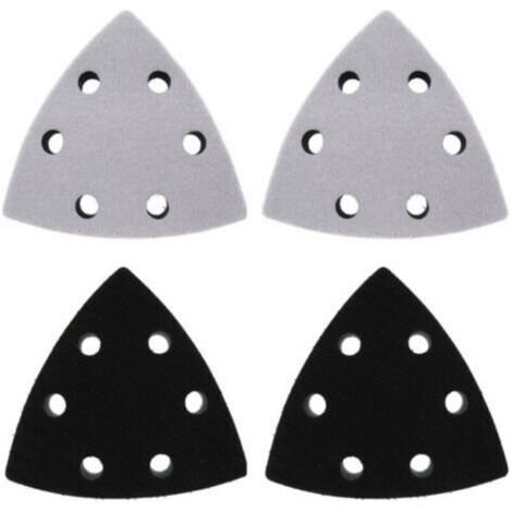 Lot de 4 tampons triangulaires de remplacement pour ponceuse, 90x90mm avec 6 trous, noir (1/4)