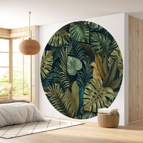 Papier peint rond / cercle - Motif botanique - Diamètre 50 cm (1/4)