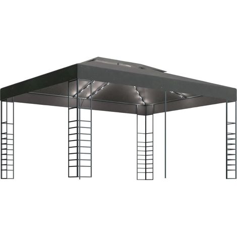 Tonnelle Barnum de Jardin, Pavillon, Pergola, Tente de jardin, avec guirlande lumineuse à LED 3x4 m Anthracite OIB6427E (1/5)