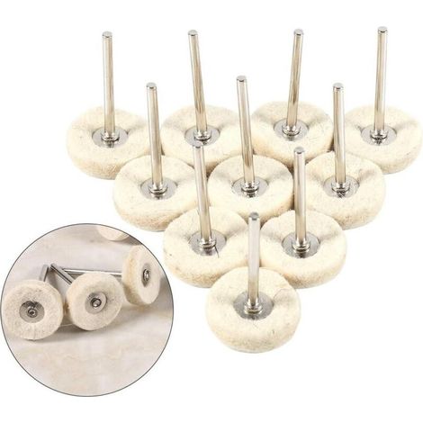 10pcs Polishing Pad Wool Polishing Wheel Circular Wheel Shaped Grinding Head with Handle Rotary Tool for Metal Aluminum Stainless Steel Chrome Jewelry (1/5)