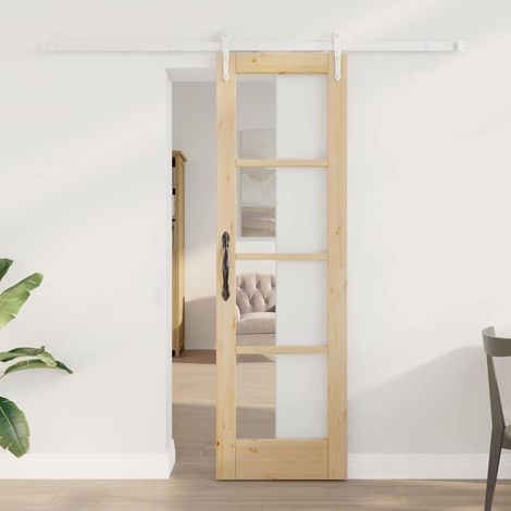 Puerta Deslizante Manual Marrón 61 x 198.5 cm Madera y metal